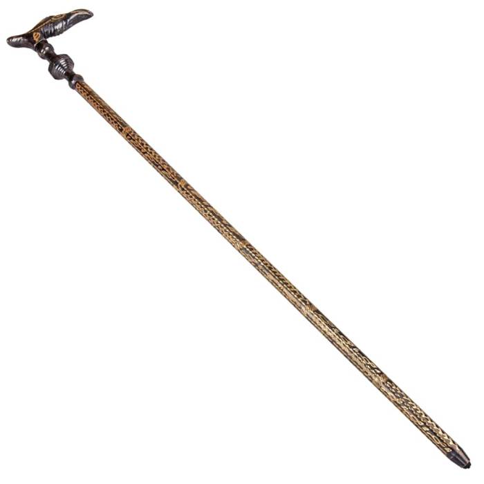 Black Color Copper Vulture Embroidered Walking Stick No:2