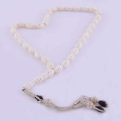 Camel Bone Rosary 1000 Sterling Silver Tasseled SB07 - Thumbnail