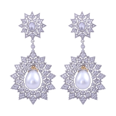 nusnus - Silver Star Earrings with Pearls