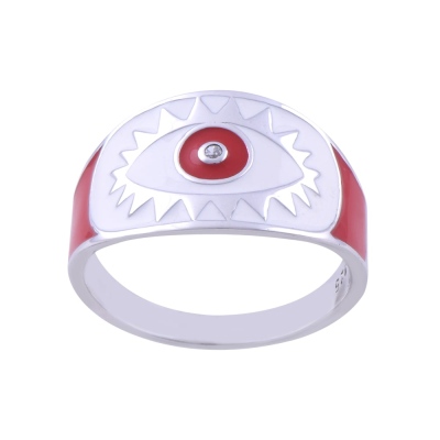 nusnus - Red Silver Women's Ring ZRK 2200 5 GR NS-04138