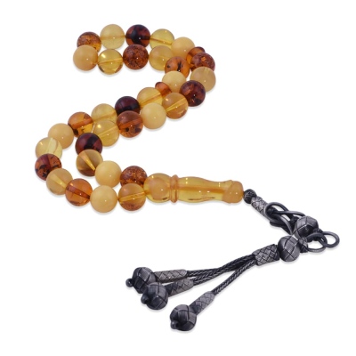 nusnus - Sphere Cut 9.5x9.5 mm Drop Amber Rosary 18.8 gr Rosary