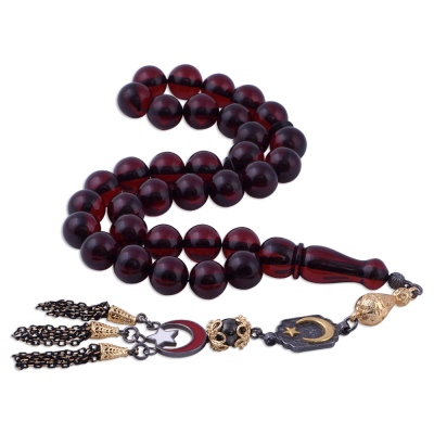 nusnus - Globe Cut Squeezing Fire Amber Rosary