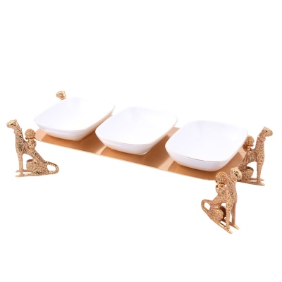 OASİS - Leopard 3-Piece Cookie Holder (Stand: 17X35 Cm-Height: 10 Cm Bowls: 10X13 Cm)