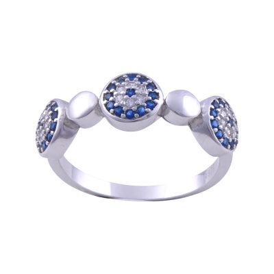 nusnus - Women's 925 Sterling Silver Ring with Blue Stone (ZRK 2160) 3 gr