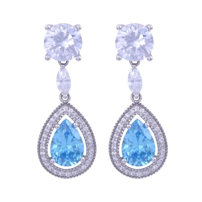 nusnus - Blue Stone Drop Model Silver Earrings