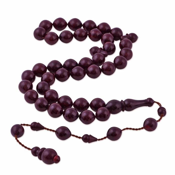 Moire Squeezed Amber Sphere Cut Claret Red Master Work Rosary ELT 20