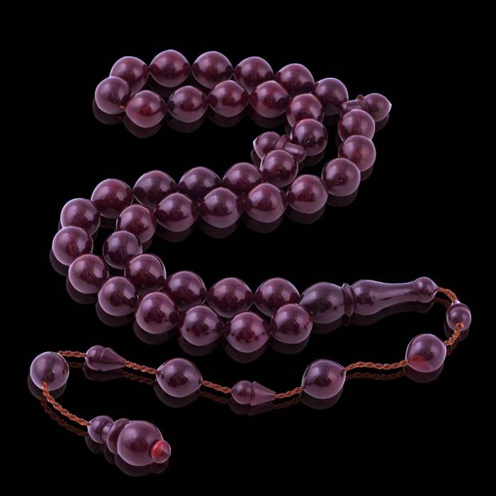 Moire Squeezed Amber Sphere Cut Claret Red Master Work Rosary ELT 20