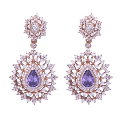 nusnus - Silver Earrings with Purple Stone