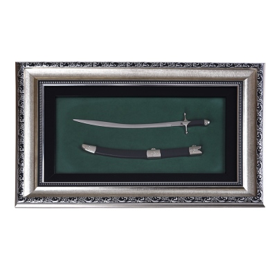 Nakkaş Boytu - Nakkas Framed Decorative Sword Table Silver 55*37 cm