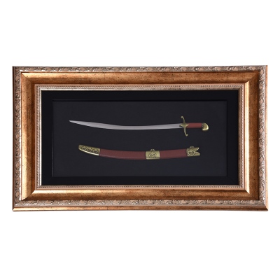 Nakkaş Boytu - Nakkas Framed Decorative Sword Painting Yellow 55*37 cm