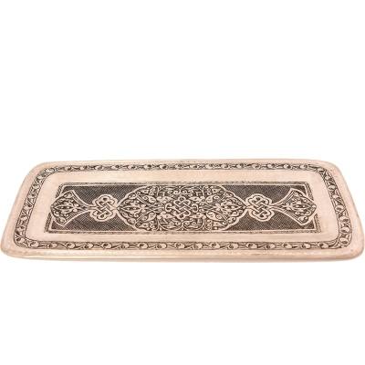 nusnus - Nusnus Copper Rectangular Tinplate Single Pattern Tray Rose Gold Handmade