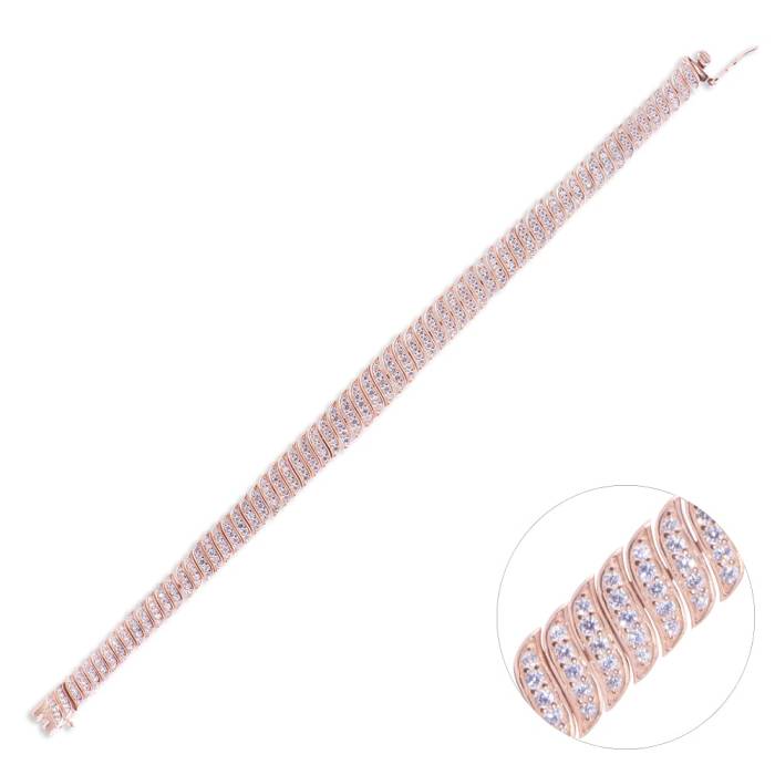 Nusnus Gümüş Kadın Bileklik (ZRK 2160) Taşlı Su Yolu Model 24.3 gr Rose Gold