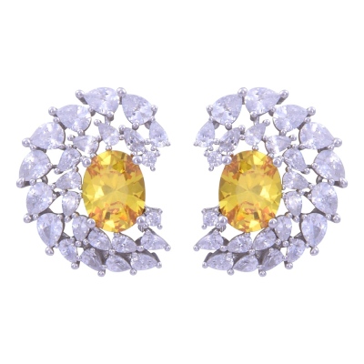 nusnus - Yellow Stone Silver Earrings