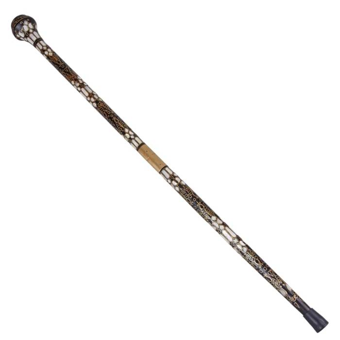 Special Filigree and Mother of Pearl Embroidered Knob Head Walking Stick No:1