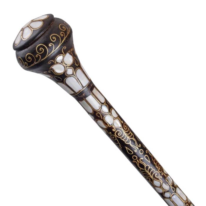 Special Filigree and Mother of Pearl Embroidered Knob Head Walking Stick No:1