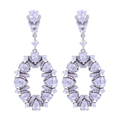 nusnus - 925 Sterling Silver Earrings with Drop Model Stone