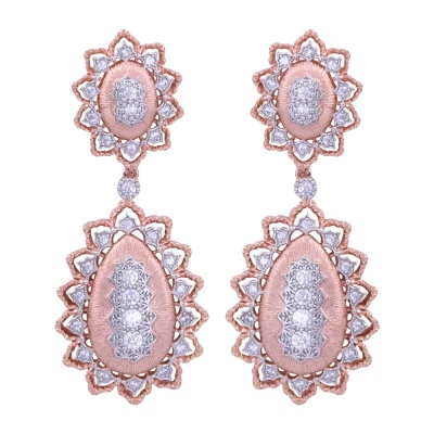 nusnus - Rose Gold Dangle Silver Earrings with Stones