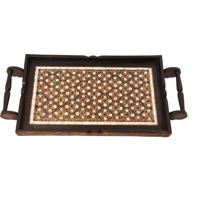 Wooden Tray Special Pearl Embroidered - Thumbnail